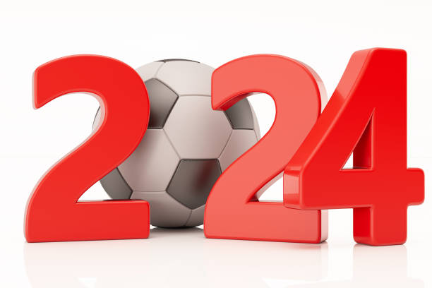 new year football concept. 2024 with soccer ball - new years party time imagens e fotografias de stock