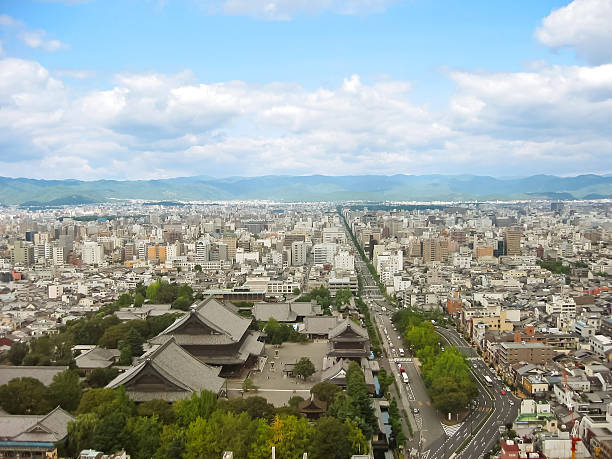 Panorama de Kyoto de acima, Japão. - foto de acervo