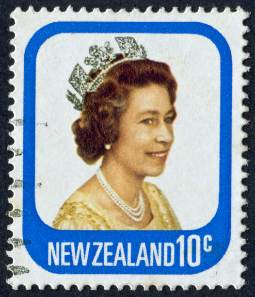 Queen Elizabeth II Stamp "Richmond, Virginia, USA - June 16th, 2012:  Cancelled Stamp From New Zealand Featuring Queen Elizabeth II." elizabeth ii photos stock pictures, royalty-free photos & images