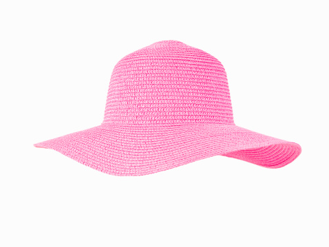 Pink summer hat on isolated white background
