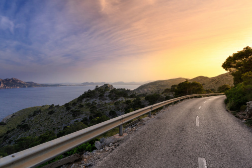 Curve on the road to Cap de Formentor - Mallorca. Evening scene.Taken with: 5D Mark 3 - 24mm 1.4LII