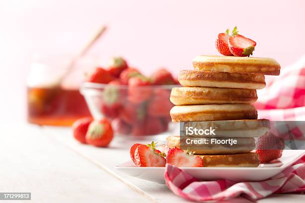 Breakfast Stills Pancakes And Strawberries Stock Photo - Download Image Now - Pancake, American Culture, Berry