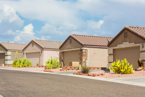 Rows of similar houses in Arizona one of the hardest hit States for foreclosures during the recession