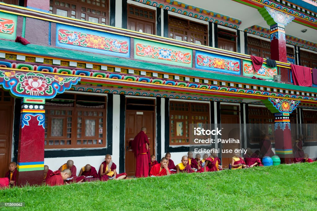Giovane lettura Monastero buddista Lingdum Sikkim india - Foto stock royalty-free di 14-15 anni
