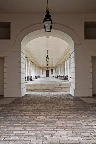 London -  Queens House Greenwich Corridor view at The Royal Naval College in Greenwich queen's house stock pictures, royalty-free photos & images