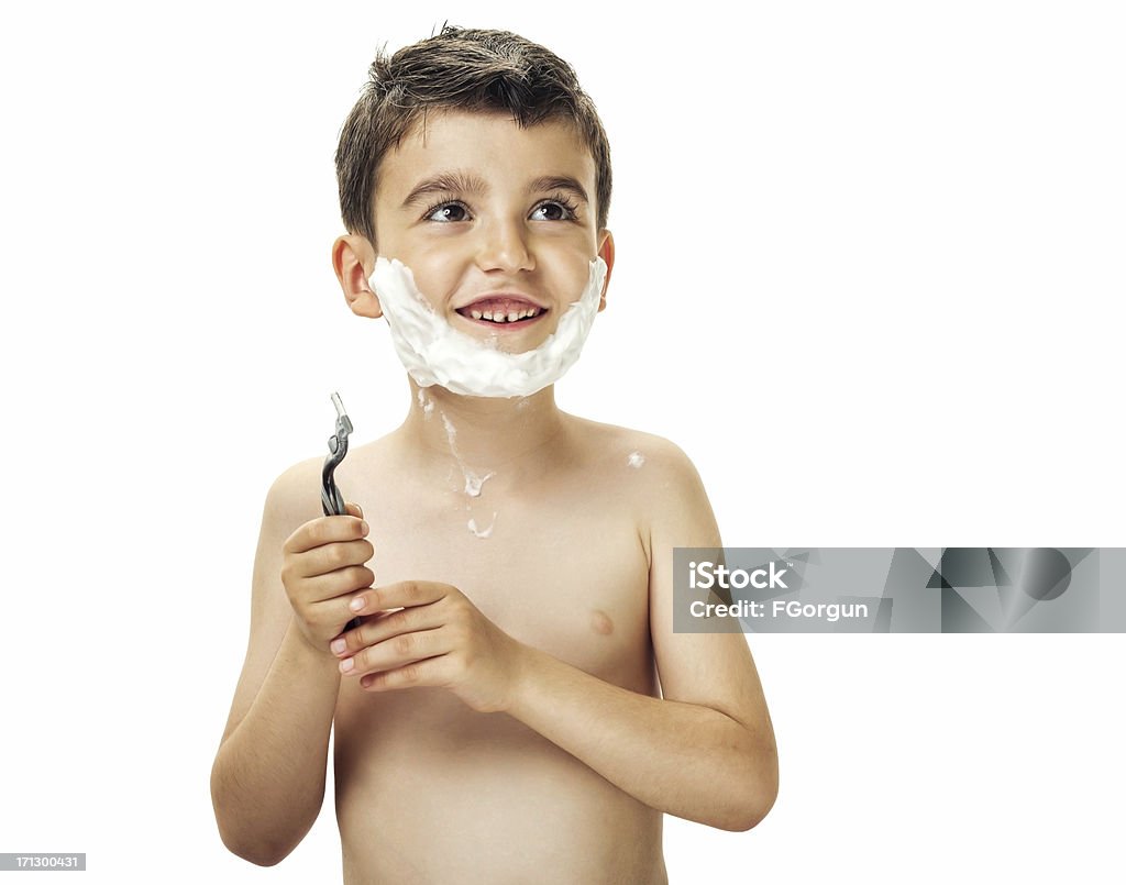 Petit garçon est jouant rasage - Photo de Hommes libre de droits