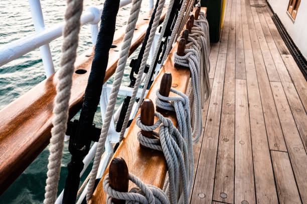 istock Boat mooring ropes wound on a sailboat. 1713005874