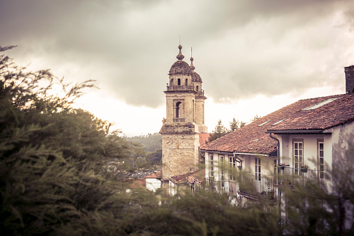 Santiago de Compostela, Spain, September 11th 2023: View on the bell towers of Convento de San Francisco do Val de Deus