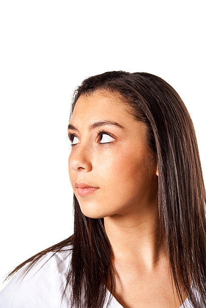 Teenage Girl Posing on White