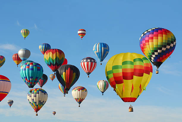Hot Air Balloons flying high stock photo