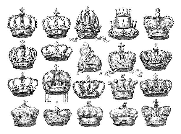 crown ustaw/historyczne symbole monarchy i uzbrojona siła rząd - duke stock illustrations