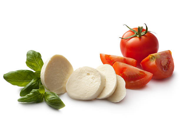 italian ingredientes: ensalada caprese - mozzarella caprese salad tomato italian cuisine fotografías e imágenes de stock