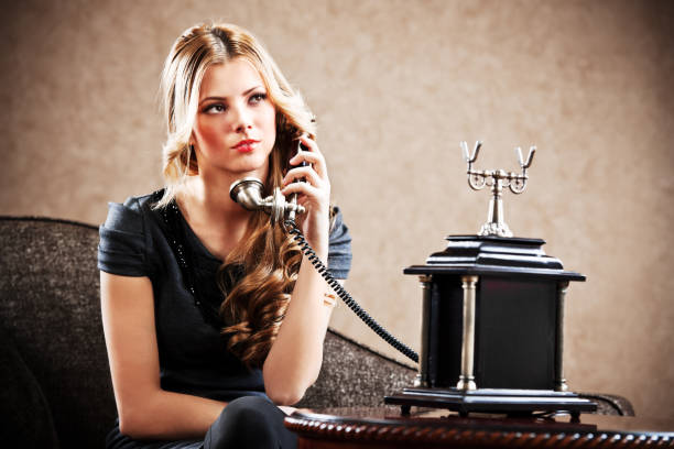 istock Young sensuality girl using an antique telephone. 171302400