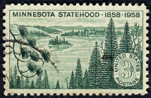 Cancelled Stamp From The United States Commemorating The 100th Anniversary Of The State Of Minnesota.
