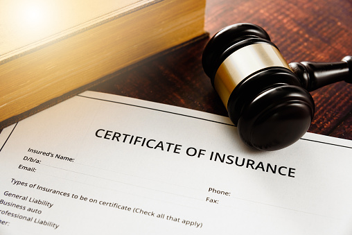 Contract and certificate of health insurance with abusive clauses brought to court in a lawsuit.