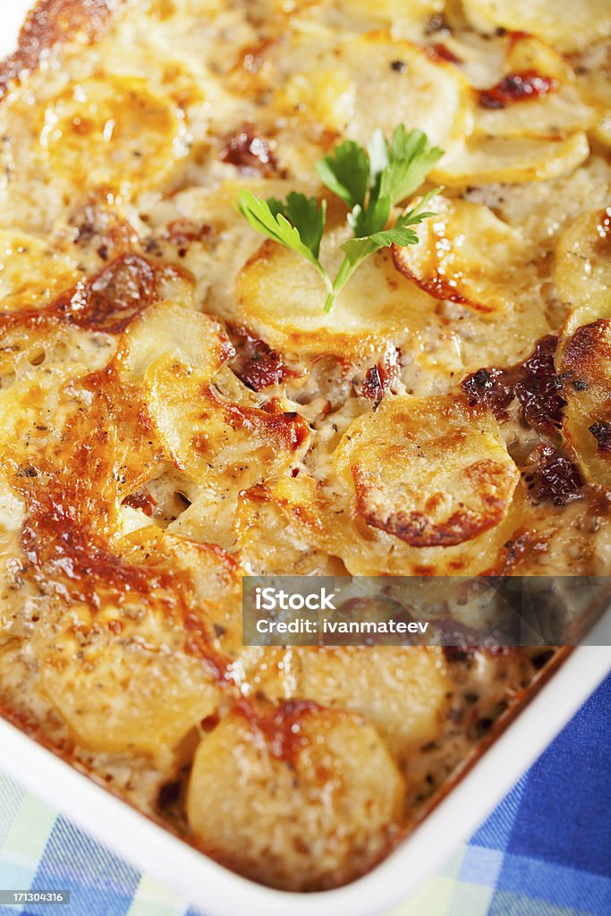 Potato and cheese casserole Potato and cheese casserole in a baking dish Casserole Stock Photo