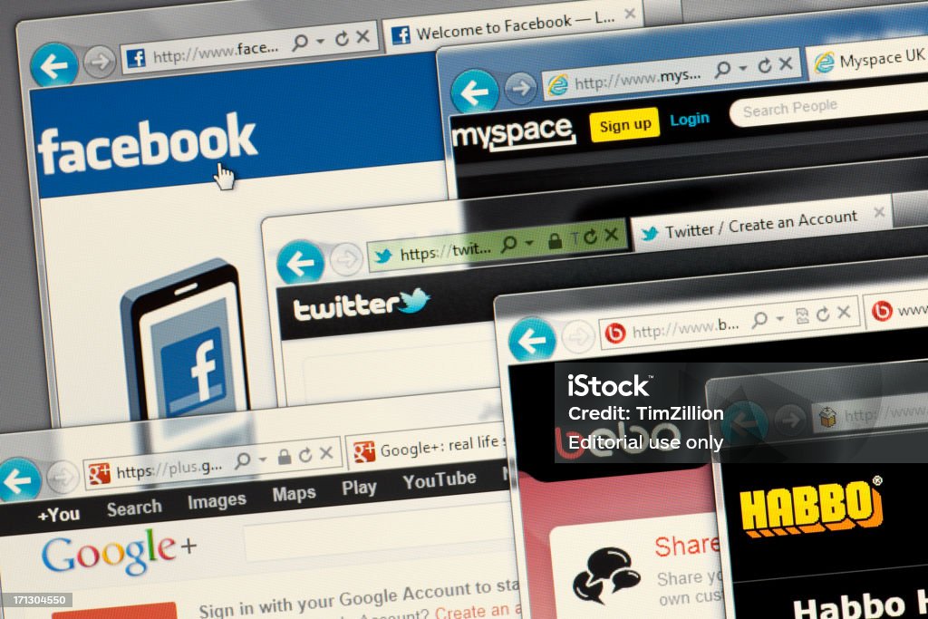 Sites de redes sociais apenas - Royalty-free Internet Explorer Foto de stock