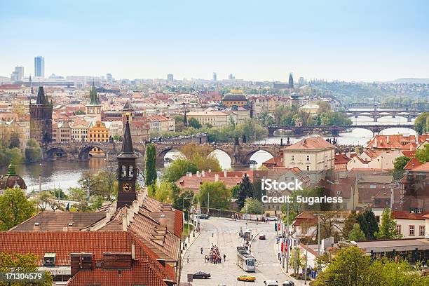 Cityscape Of Prague Stock Photo - Download Image Now - Czech Republic, People, Traffic