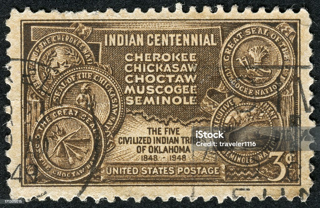 Indianer-Territorium von Oklahoma Stamp - Lizenzfrei Seminolen-Indianervolk Stock-Foto