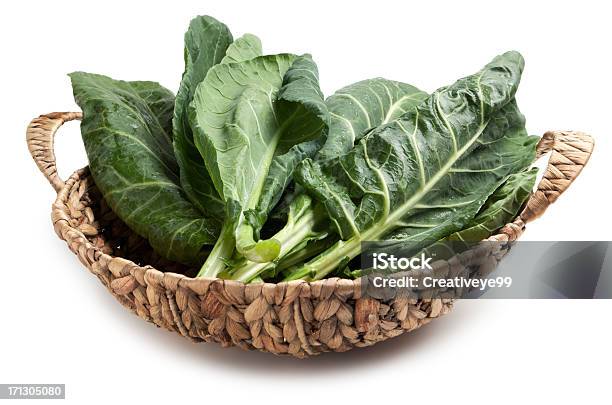 Collard Greens Stock Photo - Download Image Now - Collard Greens, Cut Out, Basket