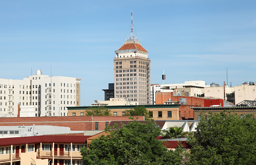 Downtown Fresno skyline.  Fresno is a city in central California, United States, the county seat of Fresno County. It is the fifth largest city in California, the largest inland city in California. Fresno is known for its close proximity to three distinct National Parks, museums, and festivals