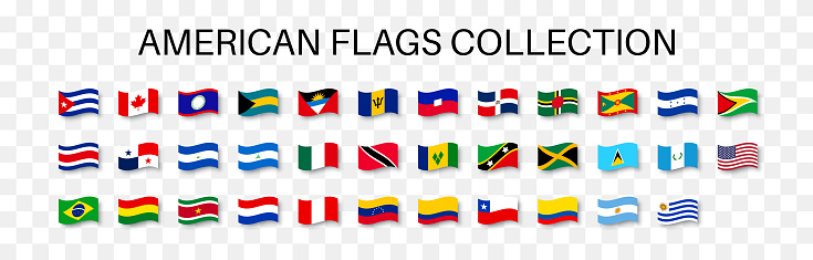 South and North America flags collection. Vector EPS 10