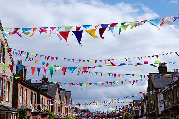 Pretty colourful bunting in the street party