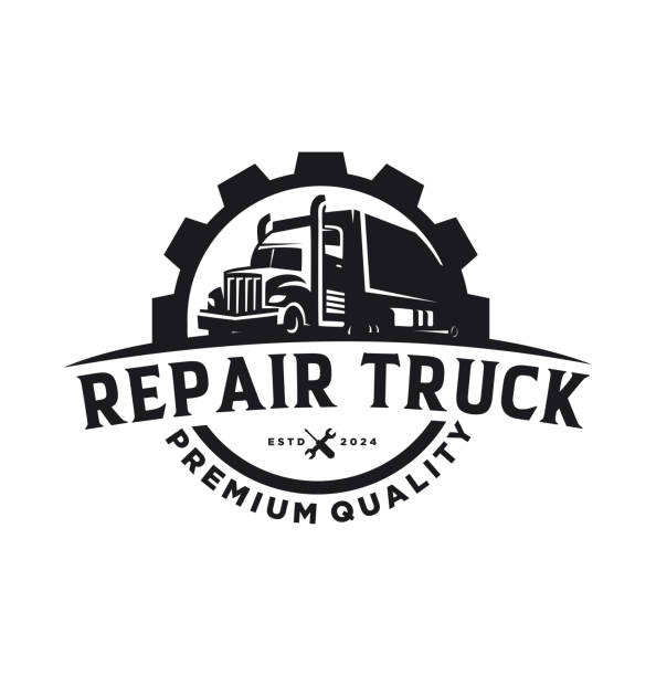 ilustrações de stock, clip art, desenhos animados e ícones de auto care truck repair design template - tow truck heavy truck delivering