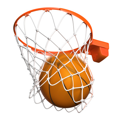 Basketball hoop and ball isolated on the white.
