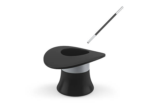 Top hat and a magic wand stock photo