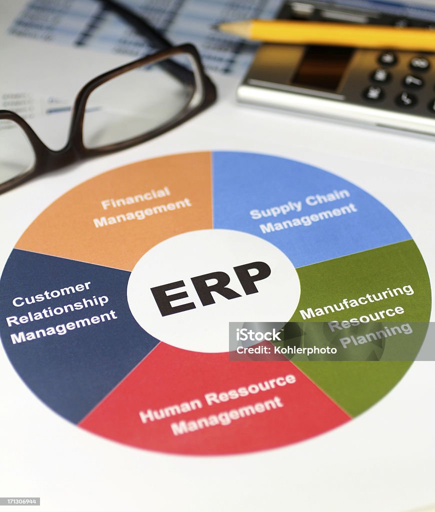 Negocios gráficos & gráficos de planificación de recursos empresariales - Foto de stock de Planificación de recursos empresariales libre de derechos