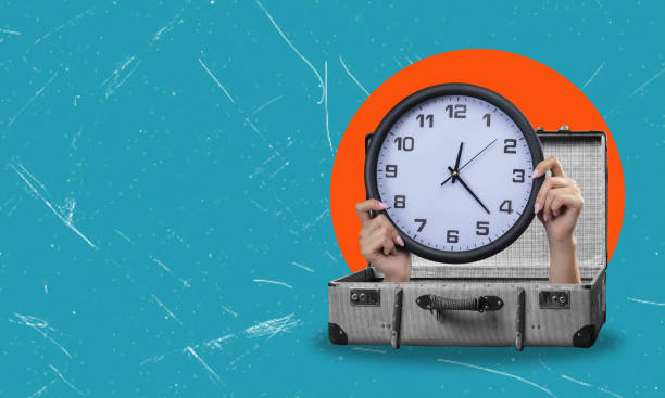 istock A contemporary artistic collage depicting hands holding mechanical clocks emerging from a vintage suitcase. 1713072144