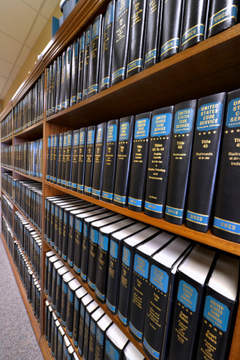 Library of books of federal statutes.