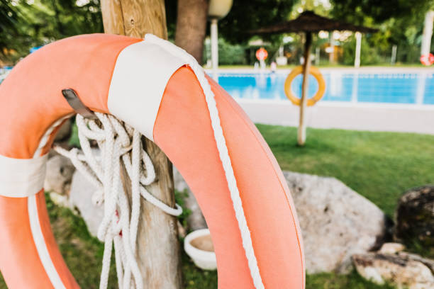 istock Lifeguard float ring mandatory in all hotel and resort pools. 1713077512