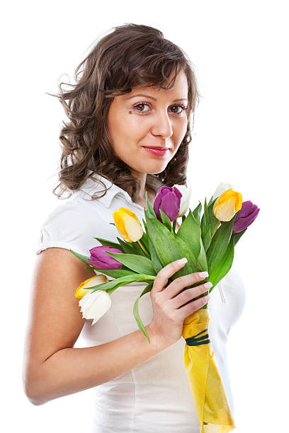 istock Young woman with tulips 171308103