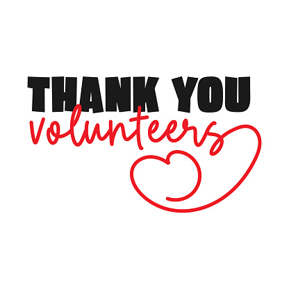 Thank You Volunteers Lettering Vector Illustration. Charity, Donation, Help.