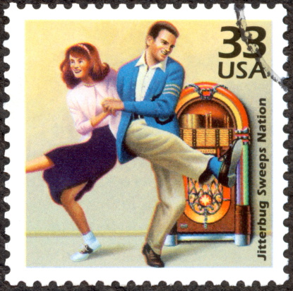 US Postage stamp of Jitterbug Dancing Couple