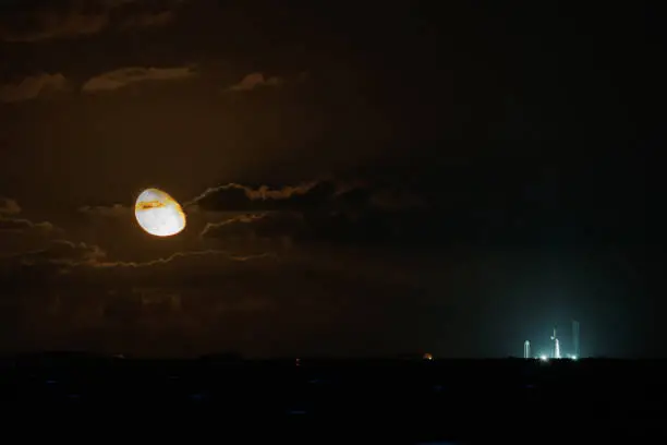 Moonrise over SpaceX launchpad 40, Titusville, FL