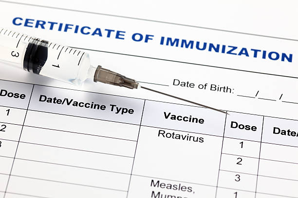 istock Certificate of immunization and syringe 171309797