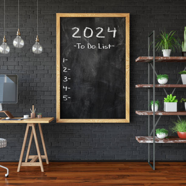 istock 2024 To Do List on Black Board and Cozy Room 1713099659