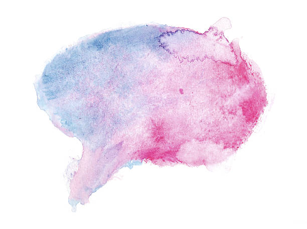watercolour blue / pink painted speech bubble