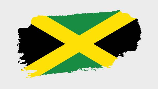 istock Jamaica flag with grunge texture in brush stroke style. 1713102339