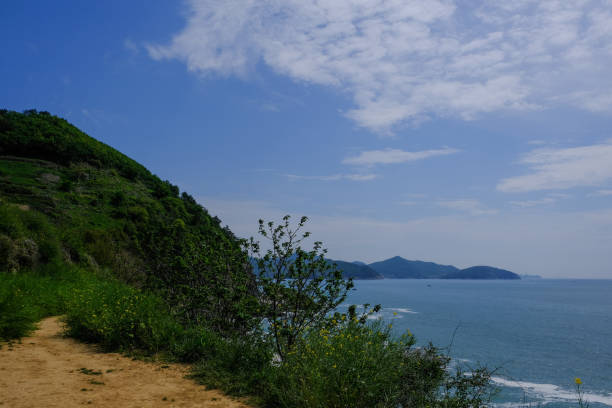 Korean trail with sea