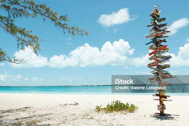 Directional Signs On Stocking Island Stock Photo - Download Image Now - Bahamas, Exuma, Stocking Island