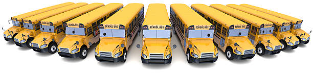 School buses stock photo
