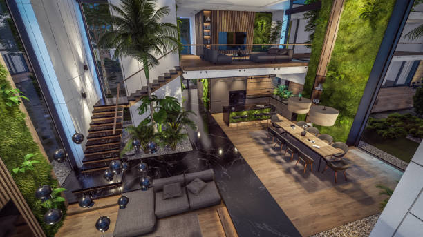 istock 3d rendering of expensive cozy interior with green walls in night 1713123145