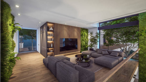 istock 3d rendering of expensive cozy interior with green walls in night 1713123154