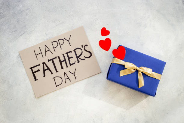 istock Blue gift box for Happy Fathers day. Flatlay for greeting card 1713123702