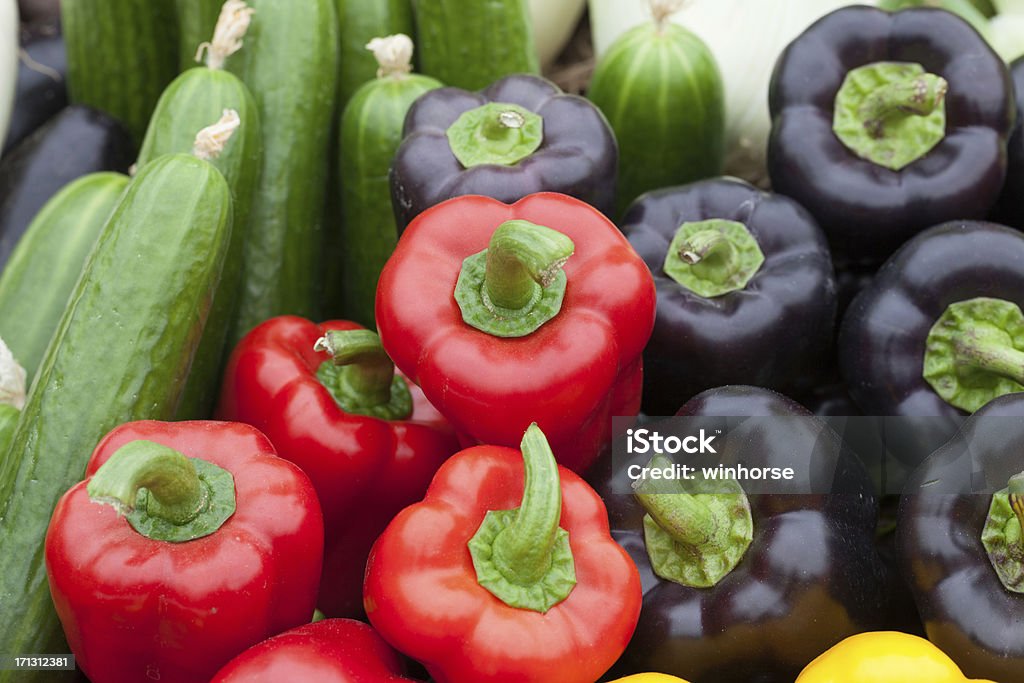 Vegetable in farmers market Vegetable with many colorful peppers in farmers market. Abundance Stock Photo