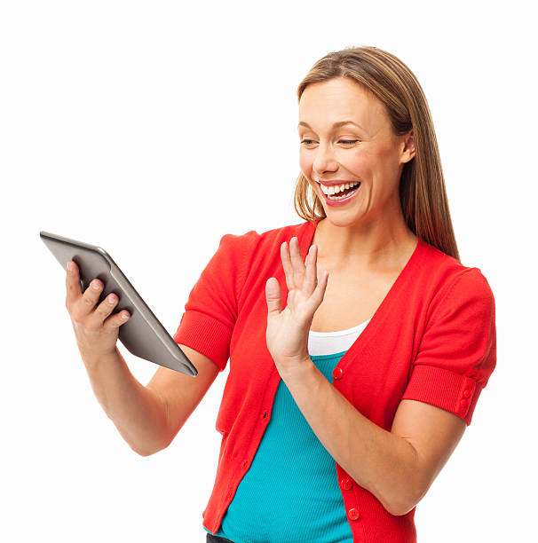 istock Excited Woman Holding Digital Tablet - Isolated 171312440